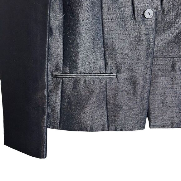 BOSS Hugo Boss Blazer Womens 2 Black One Button Business Formal Jacket Metallic - Picture 4 of 10